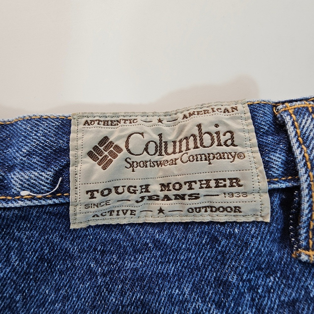 Y2K Columbia Field Jeans Mens 32x34 Blue Tan Canvas Brush Guard Hunting Work. - Picture 6 of 11